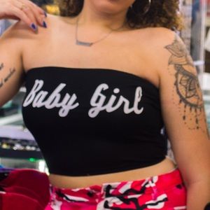 Y2K Baby Girl Black Tube Top